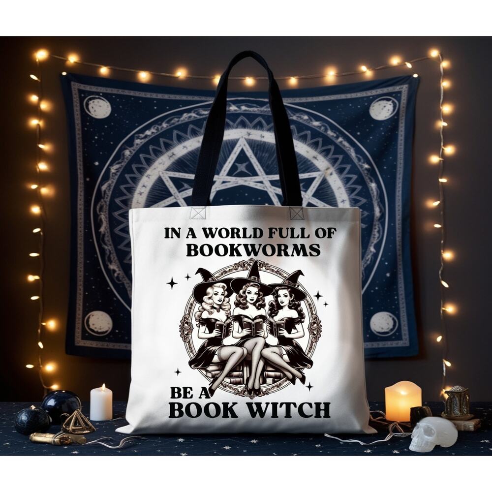 Large Witchy Tote Bags for Readers, Bookish Book Lovers